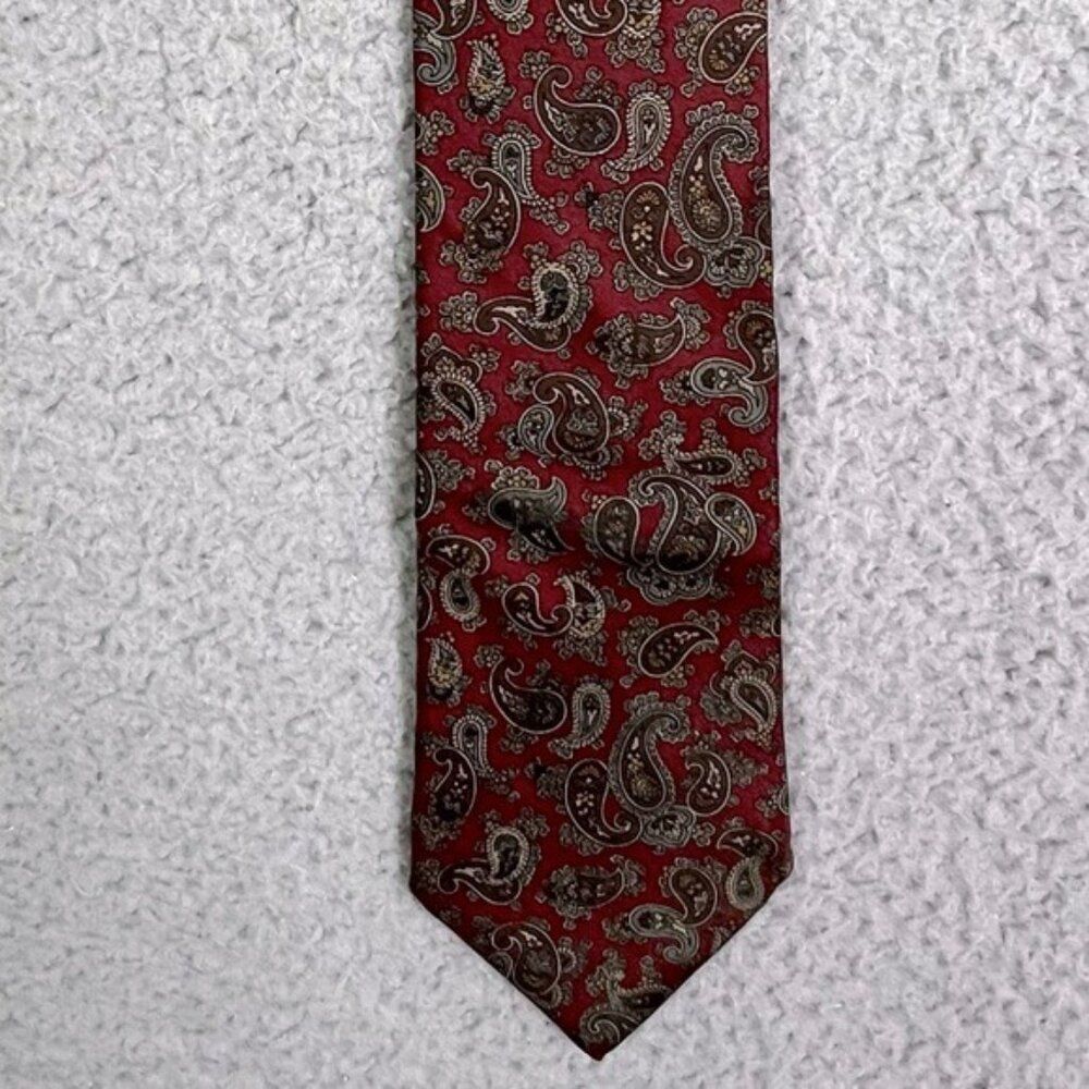 CHRISTIAN DIOR MENS SILK TIE RED PAISLEY - Picture 4 of 4